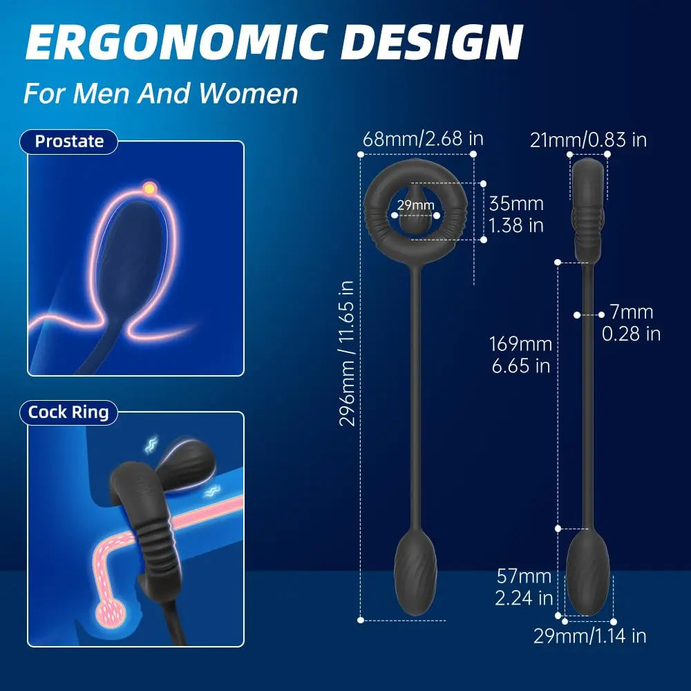 Cock Ring with Prostate Massager Anal Vibrator Silicone Pleasure Penis Ring Anal Butt Plug for Men Couples Adult Sex Toys