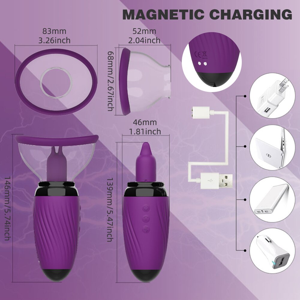 หัวนมดูดเครื่องลิ้นสั่น Sex Shop หญิง Masturbator Clitoral Stimulator หีเซ็กซ์ทอยสำหรับคู่
