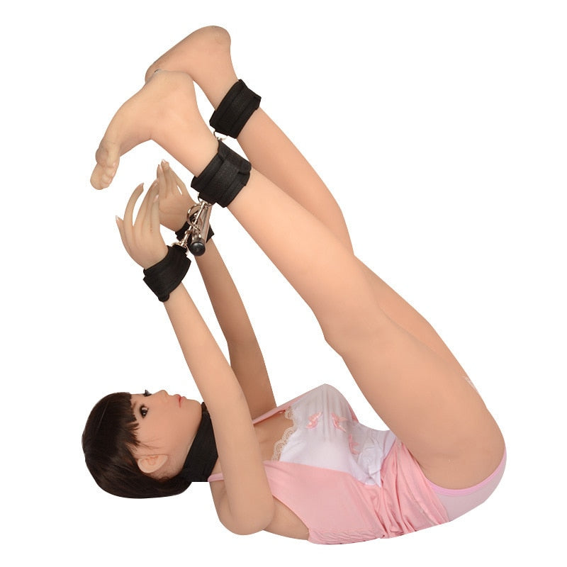 Sex Toys for Woman Bdsm Bondage Set Metal Butt Plug Nylon Restraint Belt Steel Pipe Erotic Handcuffs Adult Flirt Games