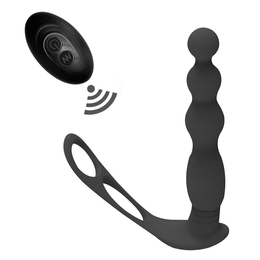 Silicone Anal Butt Plug  Pull Beads with Cock Ring Prostate Massager Anal Balls Vibration Heating  Erotic Anal Sex Toy for Adult