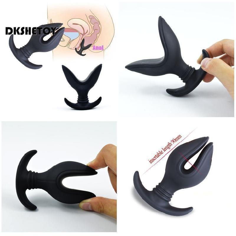 Silicone Anal Expander Backyard Sex Toys for Couples Beginner Black Waterproof Soft V Port Butt Plug Prostate Massager