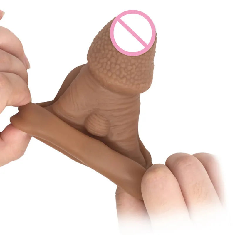 Silicone Penis Cover Reusable Condom Enlargement Extra Thick Penis Extender Cock Rings Sleeve Delay Ejaculation Sexitoys For Men