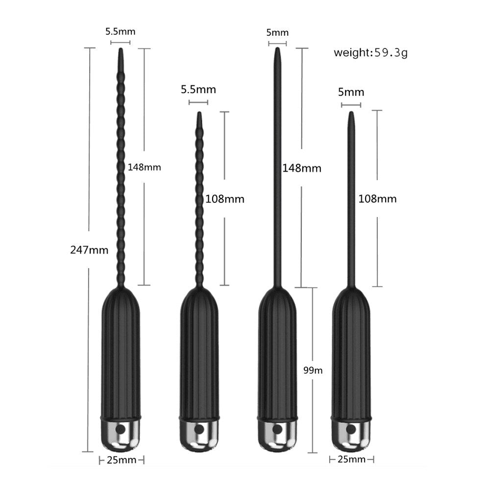 Silicone Urethral Dilators Penis Plug 10 Speed Vibrating Insertion Urethral Plug Catheter Sounds Vibrator Sex Toys for Men Adult