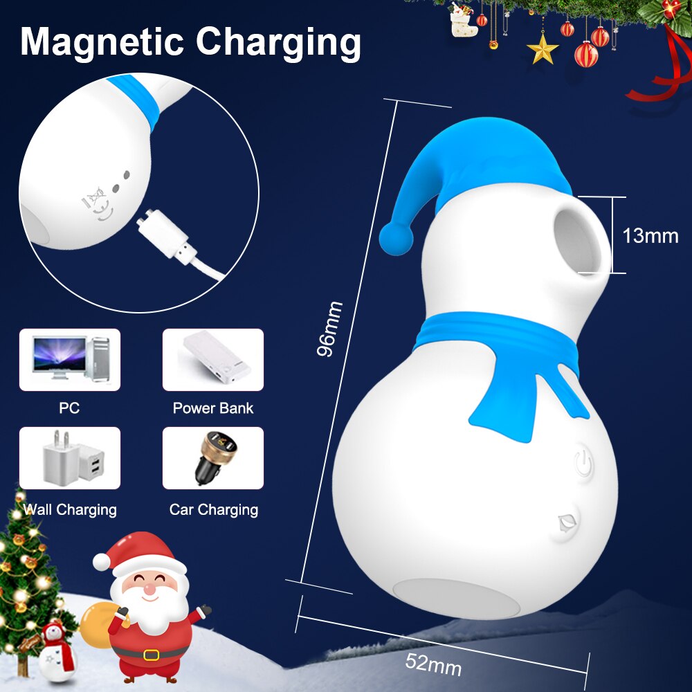 Snowman Clit Sucker Vibrator เซ็กซ์ทอยสำหรับผู้หญิงผู้ใหญ่18หัวนมคริสต์มาสหญิง Clitoris สูญญากาศกระตุ้นอมควย Oral