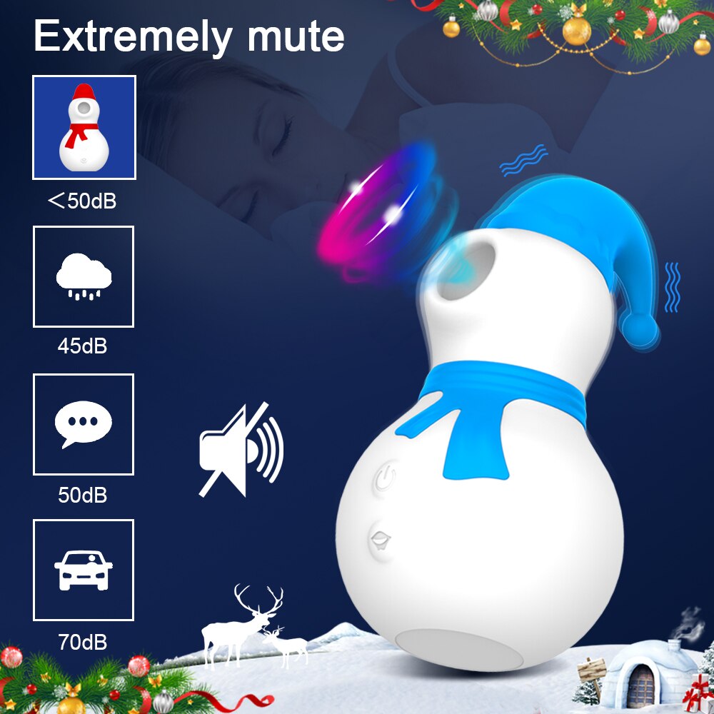 Snowman Clit Sucker Vibrator เซ็กซ์ทอยสำหรับผู้หญิงผู้ใหญ่18หัวนมคริสต์มาสหญิง Clitoris สูญญากาศกระตุ้นอมควย Oral