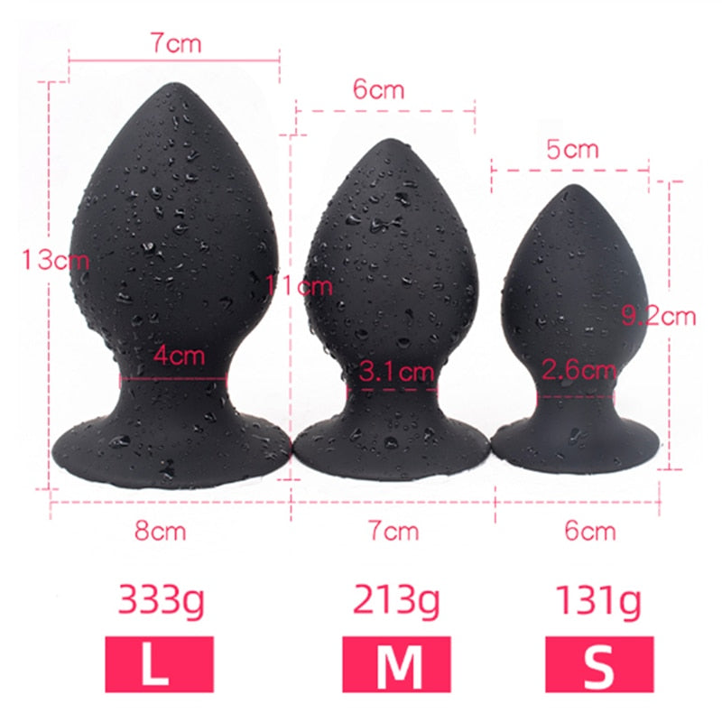 Squeezable Huge Butt Plug with Sucker Silicone Soft Anal Plug Speculum Anus Heavy Prostate Massager Anal Sex Toys for Women Men