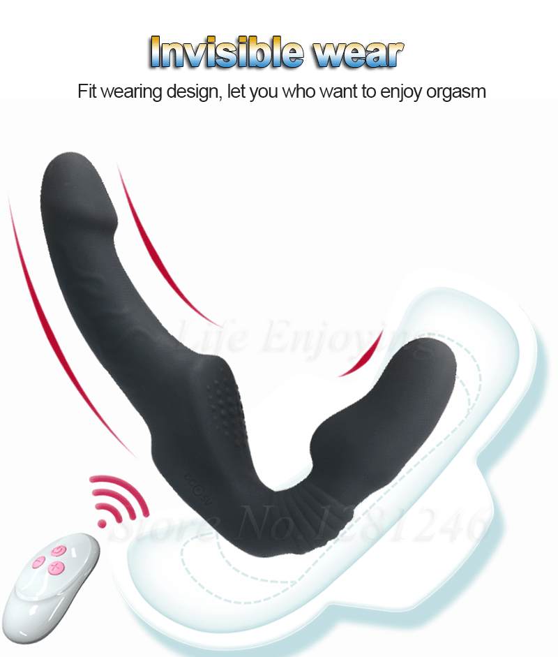 Strapless Strap-on Dildo Vibrator for Couples Strapon for Lesiban Wireless Remote Control Double-Heads Vibrator Adult Sex Toys