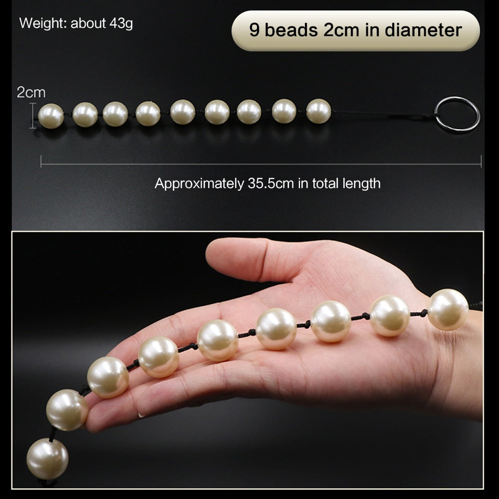 Super Large Pearl Anal Plugs Long Anal Beads Butt Plug Vaginal Balls Sex Toys for Women Men Handheld Anus Masturbator Expander