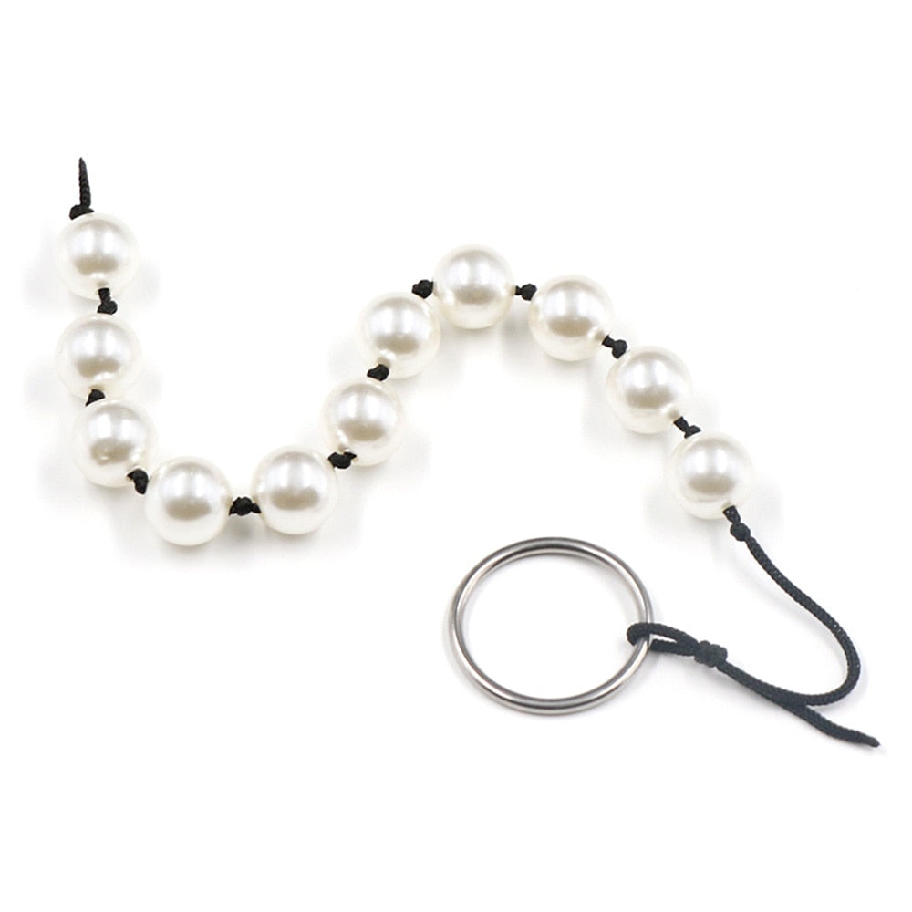 Super Large Pearl Anal Plugs Long Anal Beads Butt Plug Vaginal Balls Sex Toys for Women Men Handheld Anus Masturbator Expander