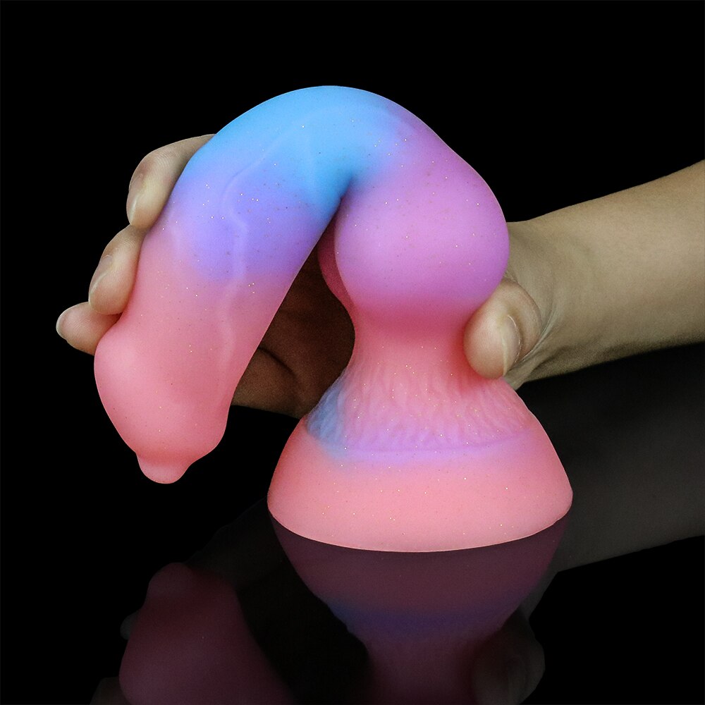 Super Soft Luminous สัตว์อวัยวะเพศชายสุนัข Dildo ผู้ใหญ่เซ็กซ์ทอยสำหรับ Woman Monster Dick ดูดถ้วย Anal Toy ชายหญิง Masturbation