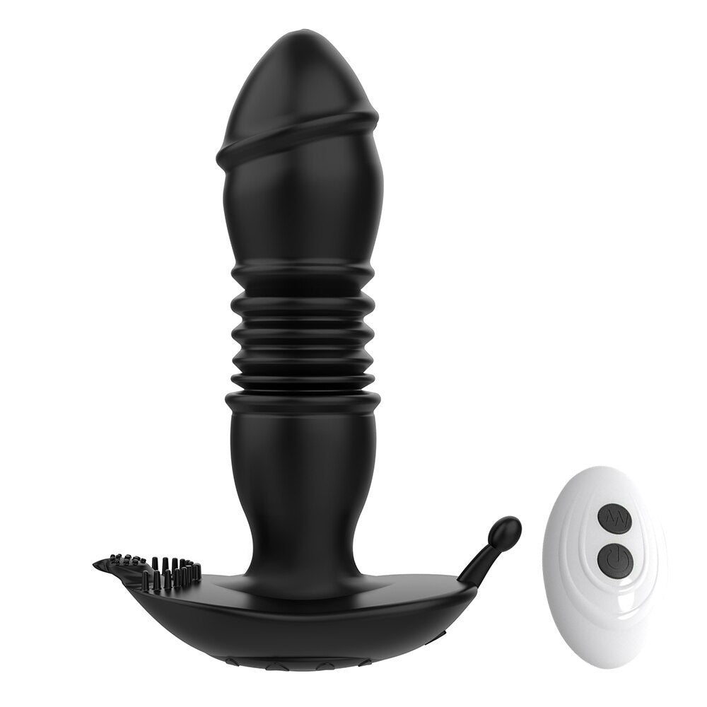 Thrusting เครื่องสั่น Dildo Anal Plug Vibrator สำหรับชายต่อมลูกหมากนวด Masturbators Remote Butt Plug Telescopic Vibrator SexToys
