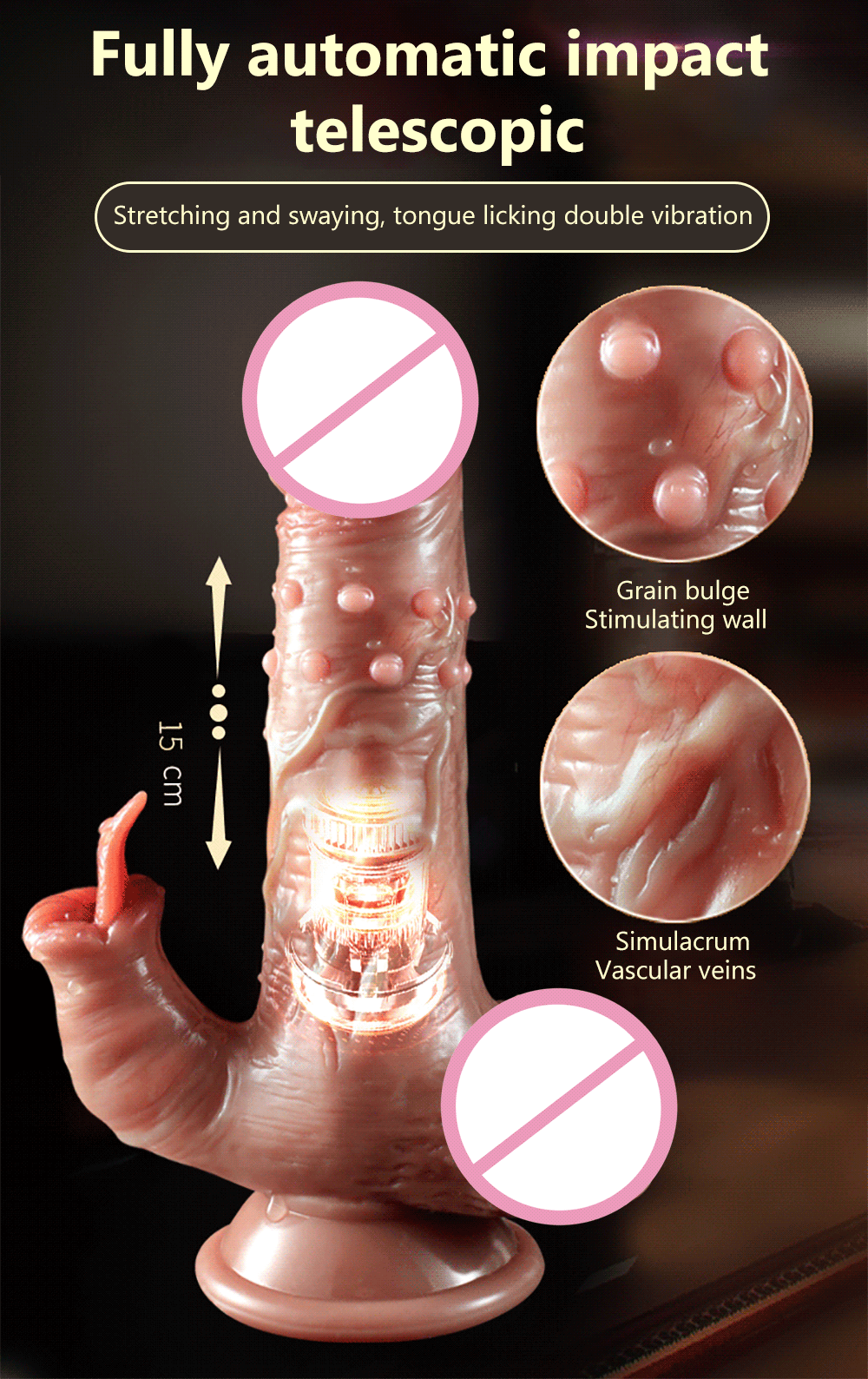 Thrusting Dildo จริง Vibrator ดูดถ้วย Telescopic ความร้อน Penis Vibrator หญิง Masturbator เซ็กซ์ทอยสำหรับสตรี