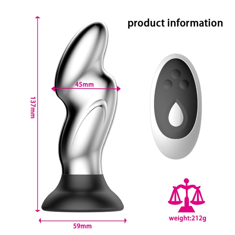 โลหะ Vibrator Anal เสียบของเล่นเพศสำหรับผู้ชาย Anal Massager สแตนเลส Butt Plug G-Spot Anus Stimulator Remote ช่องคลอด Vibrator