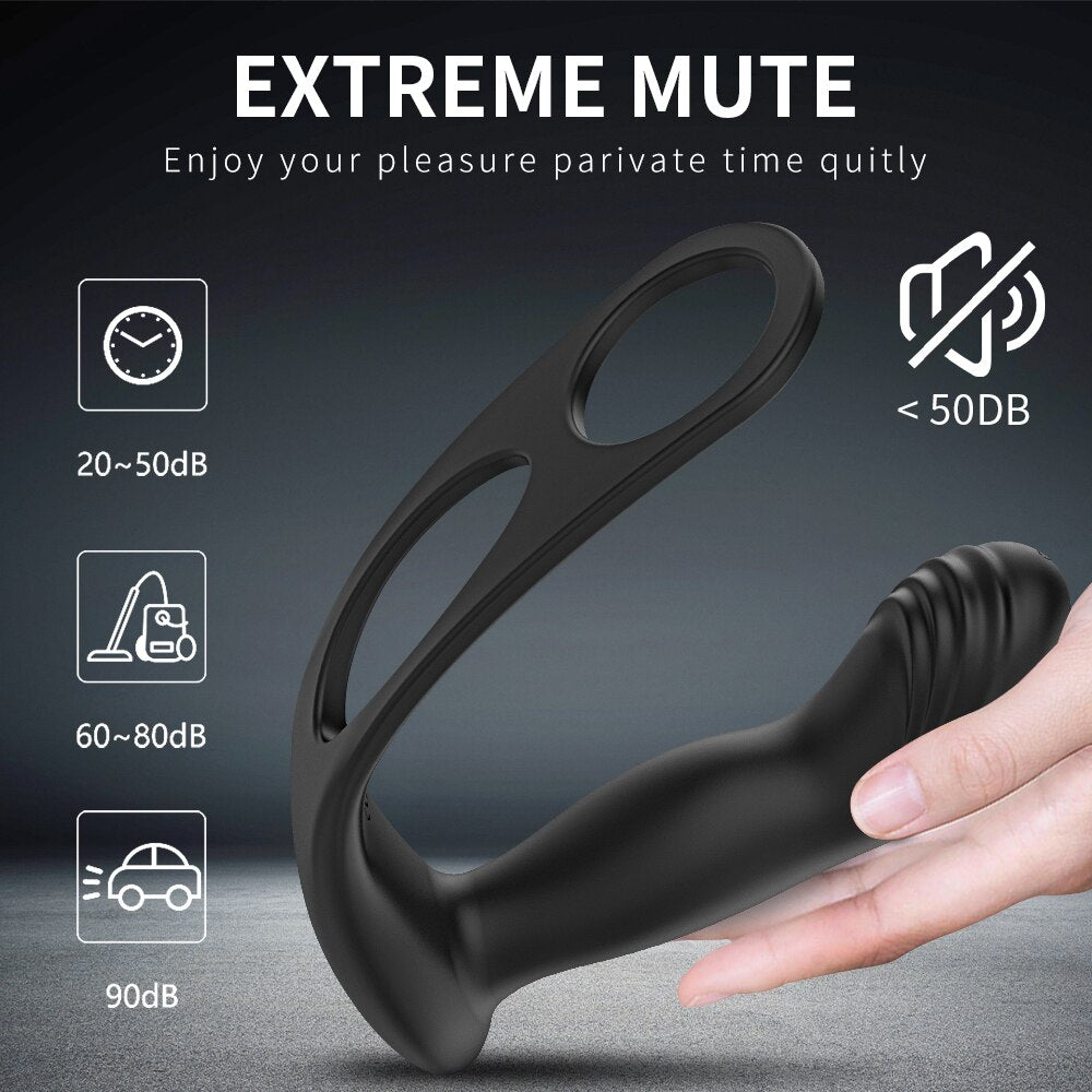 Vibrator ชายต่อมลูกหมากนวด Butt Plug ชะลอการแหวนควบคุม Backyard ของเล่นสามจุดกระตุ้นคู่ Flirt