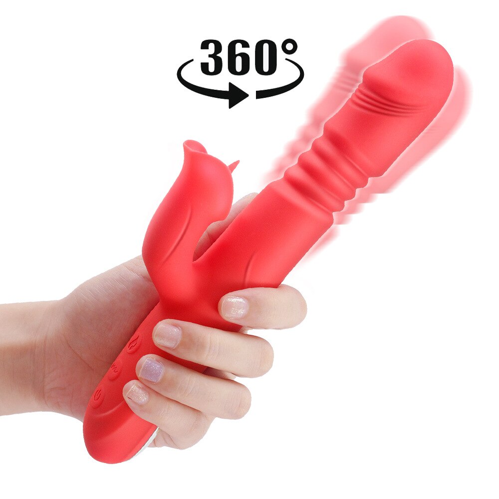 ความร้อนหมุน Vibrator Telescopic G Spot Dildo Vibrator Anal Clit Stimulator หญิง Masturbation เซ็กซ์ทอยสำหรับผู้หญิง