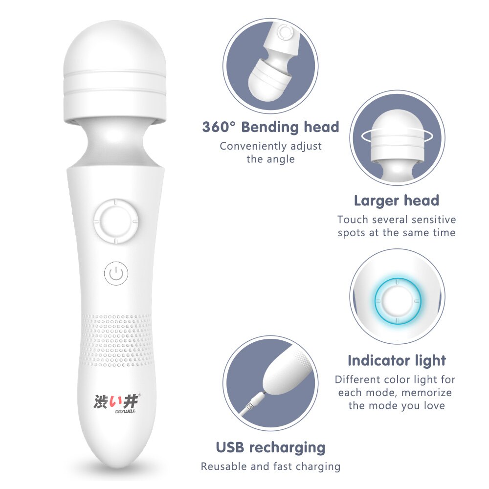 Drywell/涉井 Powerful Wand Vibrator Linear Speedup Tech Massager 3 Intensities 6 Frequency Sex Toys for Women