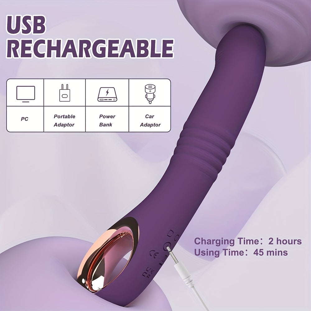 USB Rechargeable Dual Function Adult Toy: 10 Vibration and Stimulation Modes. Realistic Silicone Design. Suitable for Female and Couples