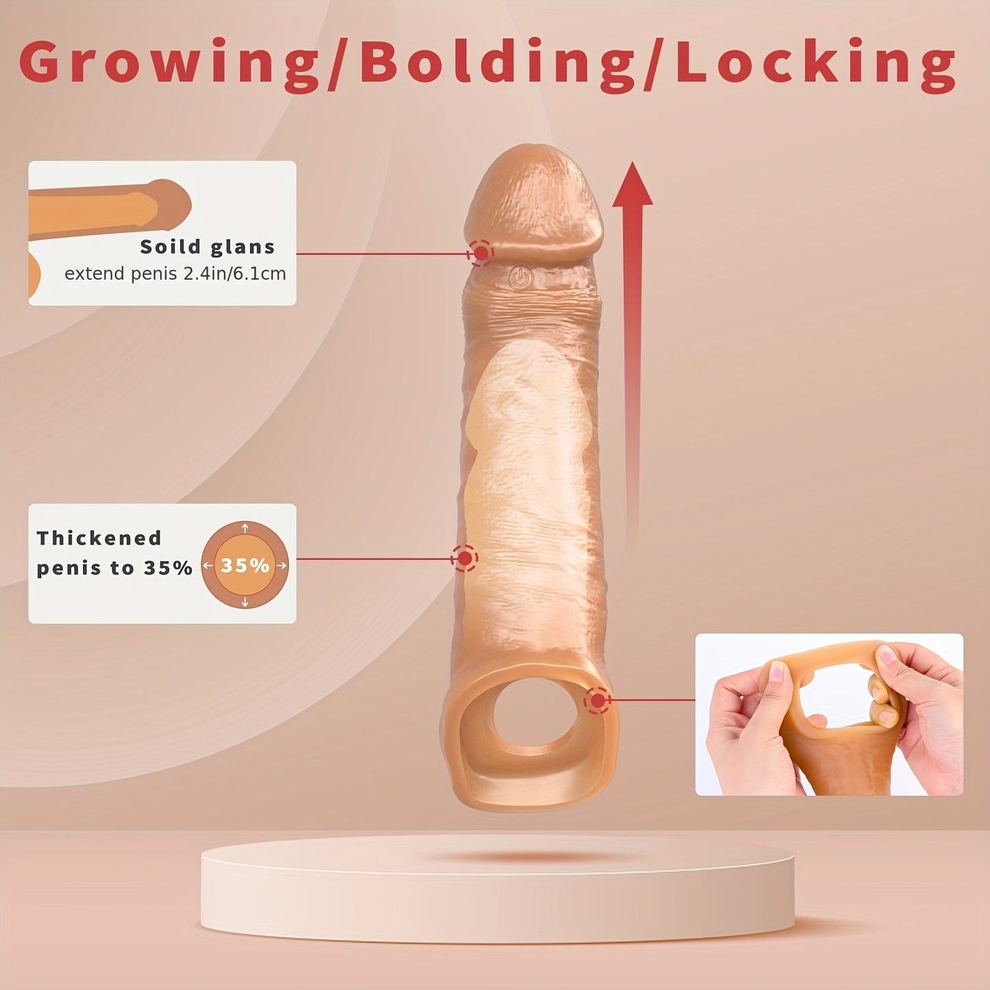 Vibrating Penis Sleeve Extender Cock Ring Vibrator Extension with Remote Control